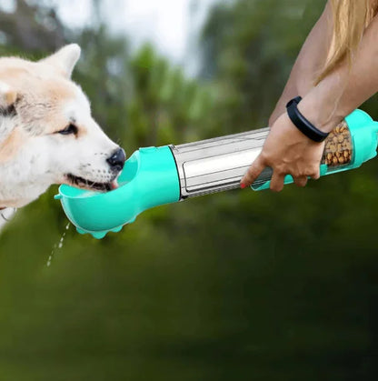 Botella de Agua Portátil para Perros y Dispensador de Comida 3 en 1