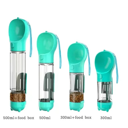Botella de Agua Portátil para Perros y Dispensador de Comida 3 en 1