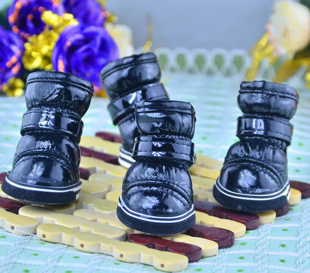 Zapatos de invierno de piel sintética para mascotas