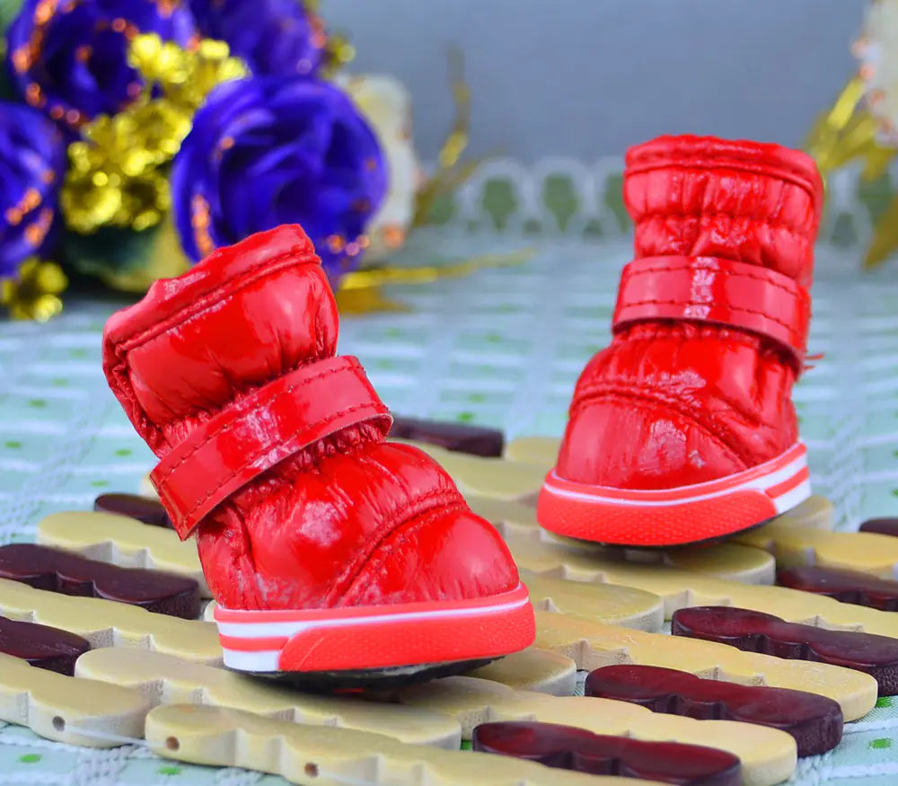 Zapatos de invierno de piel sintética para mascotas